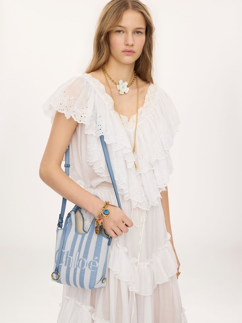 CHLOE Mini Chloé Stripy tote bag in jacquard Surfing Blue
