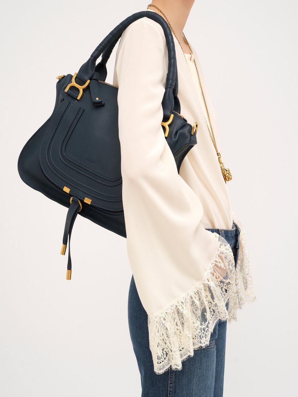 CHLOE Marcie bag in grained leather Tapestry Blue