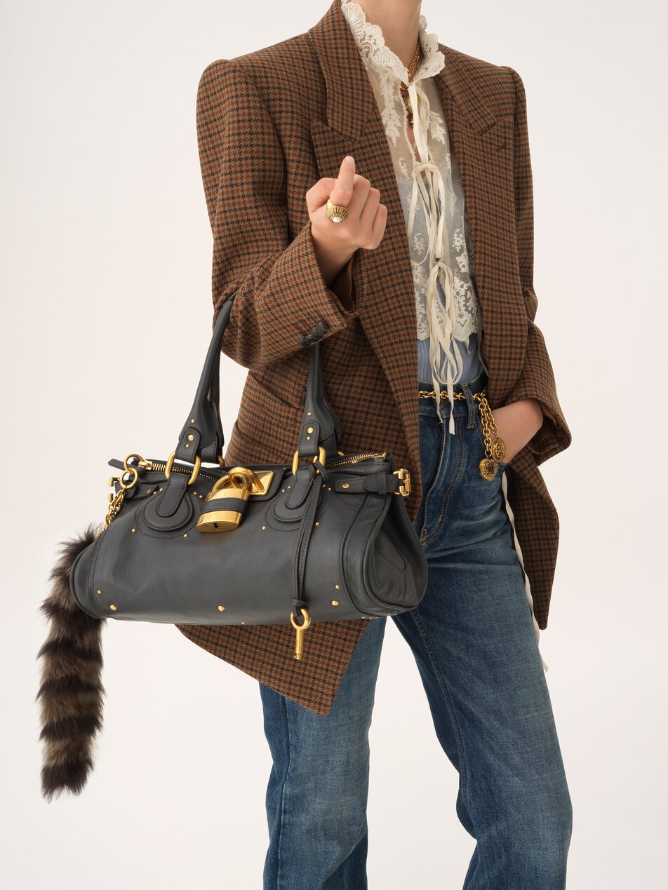 CHLOE Paddington bag in grained leather Black Navy