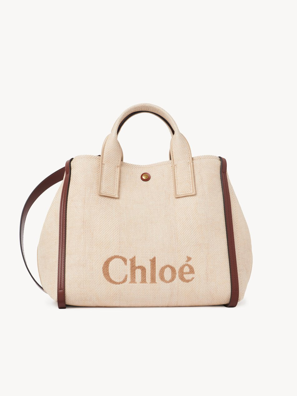 CHLOE Carry tote bag in raffia-effect fibers Hot Sand