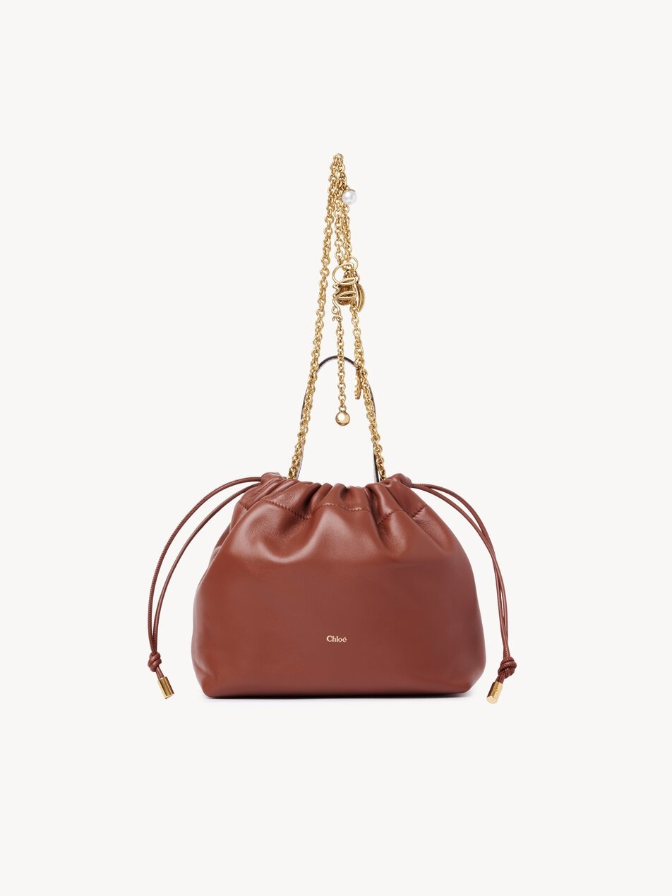 CHLOE Small Chloé Icons shoulder bag with chain in soft leather Blushy Brown