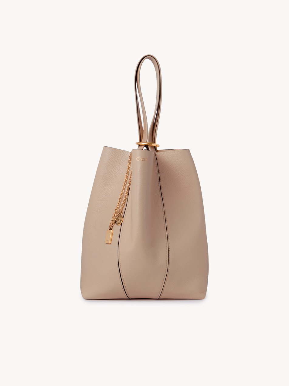 CHLOE Spin tote bag in grained leather Boyish Brown