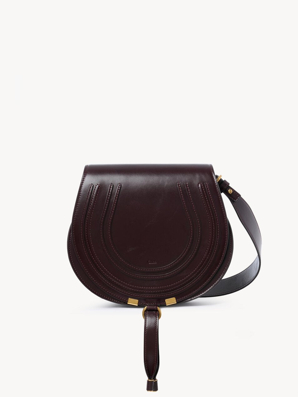 CHLOE Marcie saddle bag in shiny leather Auburn Red
