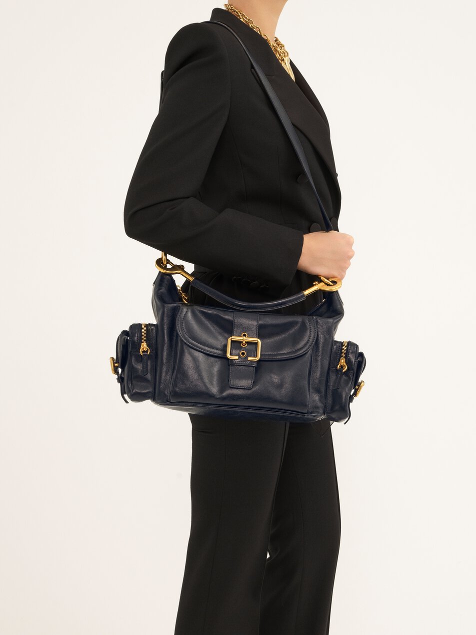 CHLOE Camera bag in shiny leather Evening Blue