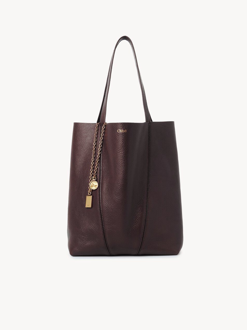 CHLOE Spin tote bag in grained leather Perfect Plum