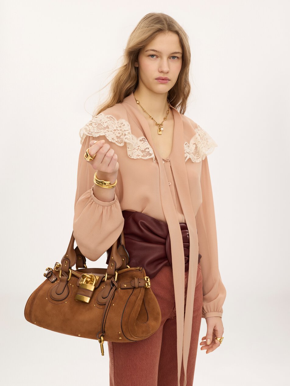 CHLOE Paddington bag in suede leather Vintage Brown