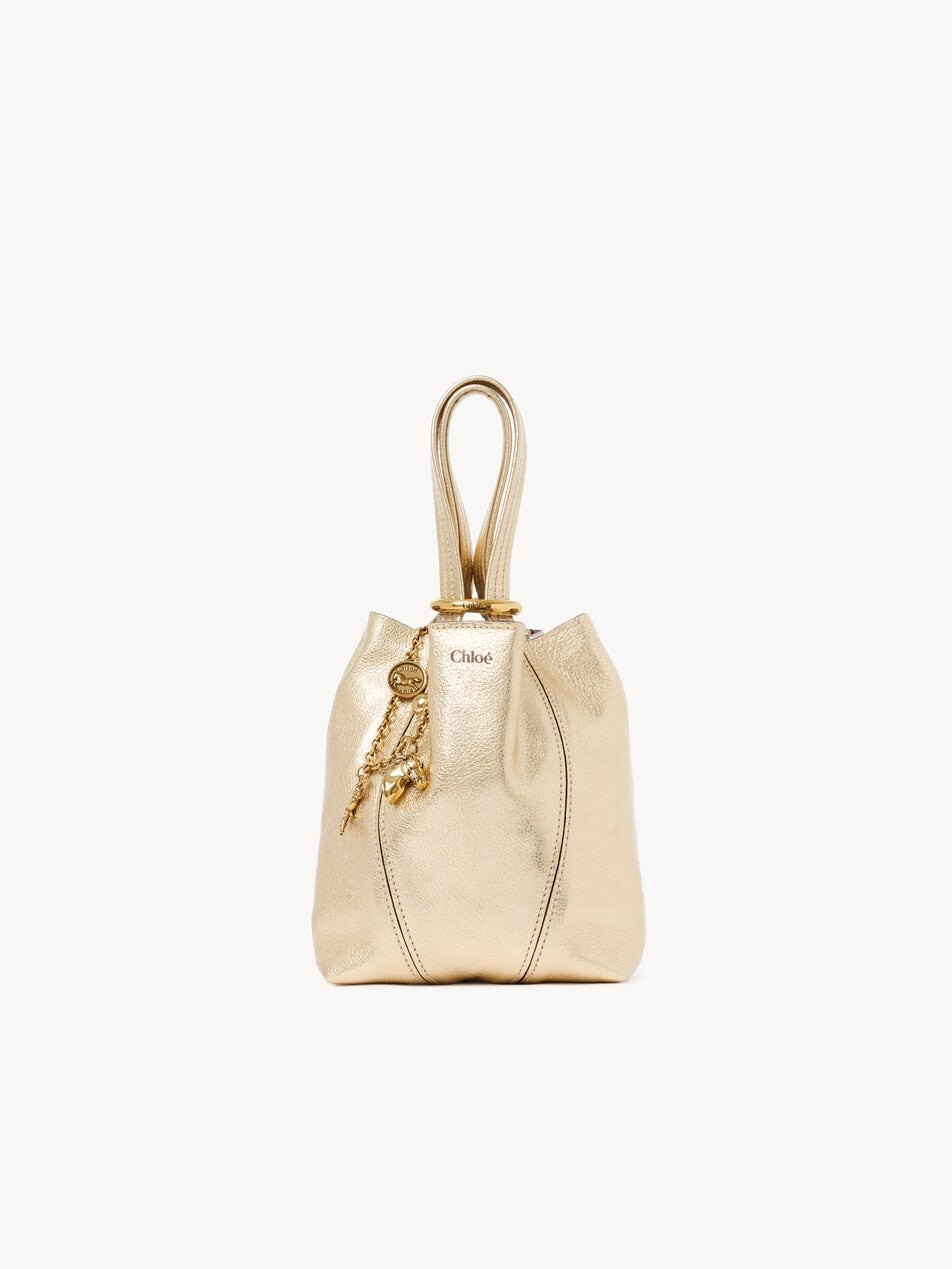 CHLOE Small Chloé Spin tote bag in metallized leather with horse charms Light Gold
