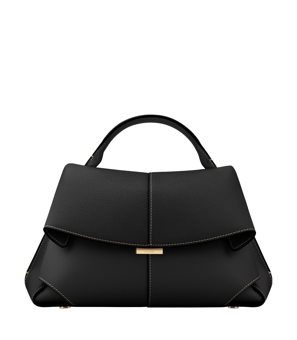 POLENE MOKKI Edition Textured Black with Ecru Stitching