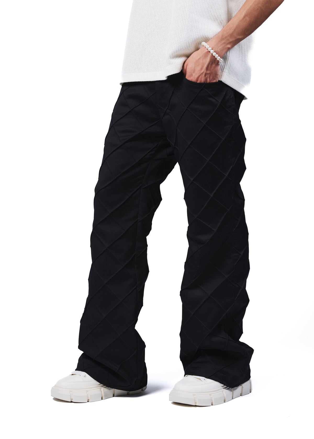 Pin tucks denim