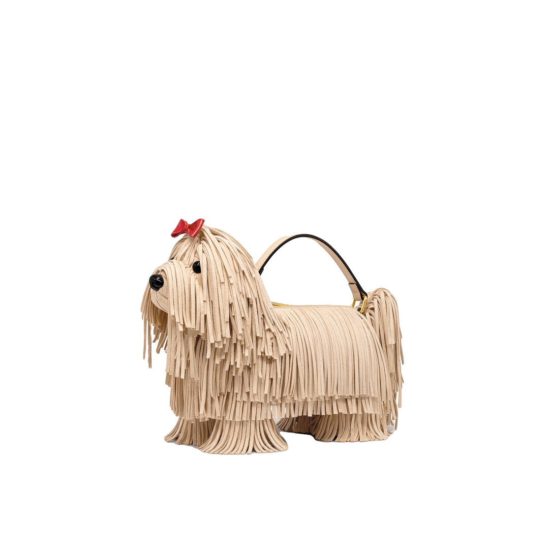JW PEI Coco Shaggy Dog Shaped Handle Bag - Apricot