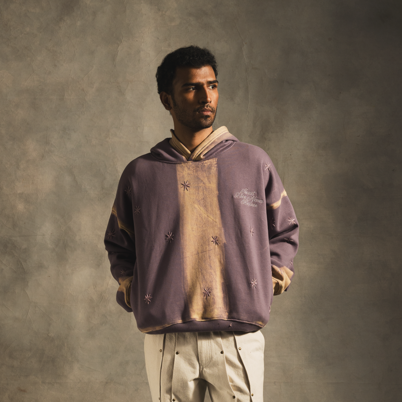 Brush Stroke Hoodie In Lavender