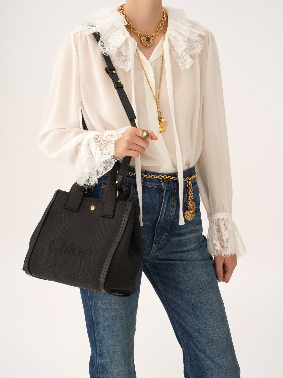 CHLOE Small Chloé Carry tote bag in canvas Black