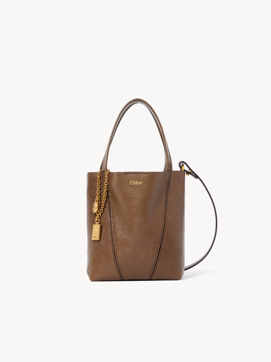 CHLOE Small Chloé Spin tote bag in grained leather Smoked Brown