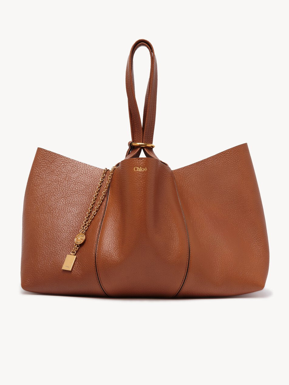 CHLOE Spin east-west tote bag in grained leather Clay Brown