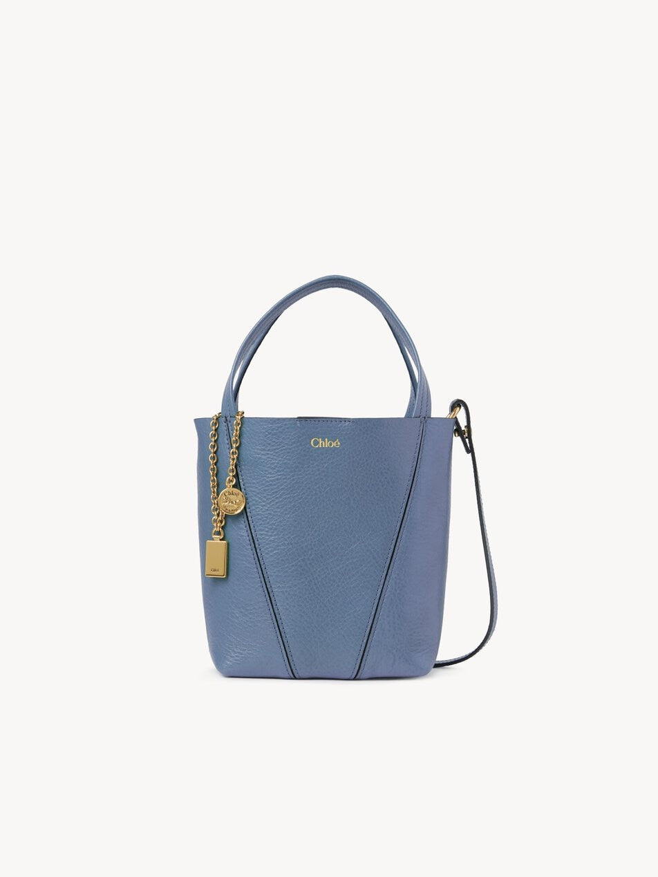 CHLOE Small Chloé Spin tote bag in grained leather Ashes Blue