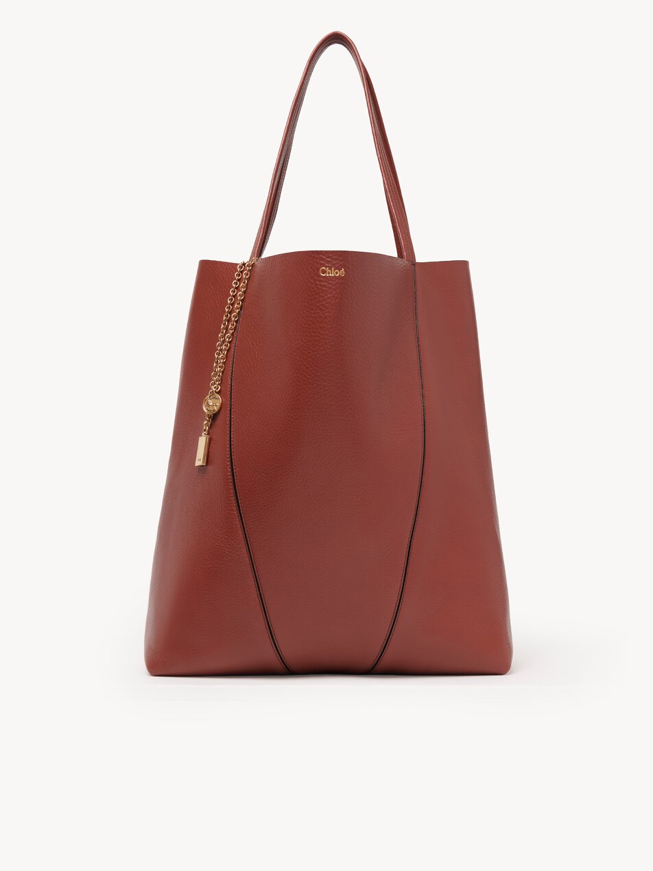 CHLOE Large Chloé Spin tote bag in grained leather Blushy Brown