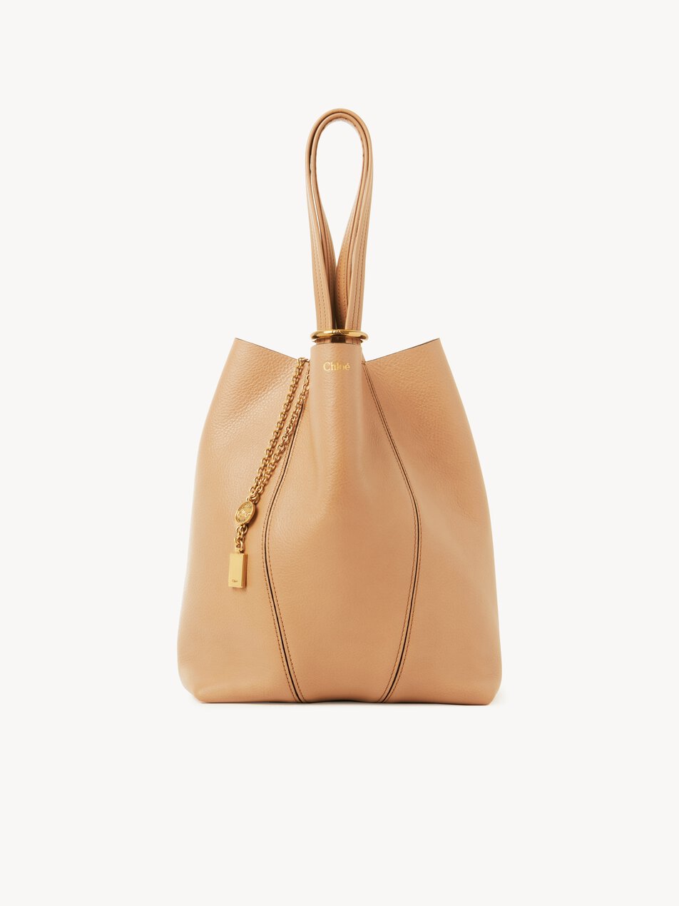 CHLOE Spin tote bag in grained leather Milky Brown