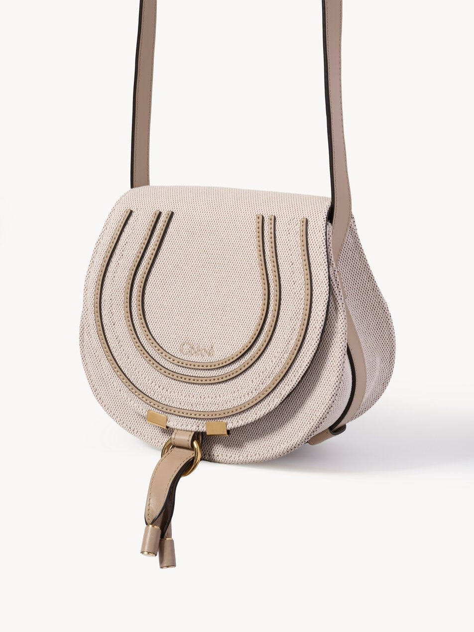 CHLOE Small Marcie saddle bag in canvas Boyish Brown