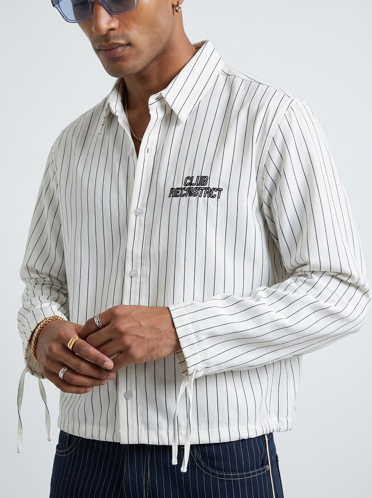 Stripped Void Boxy fit - White