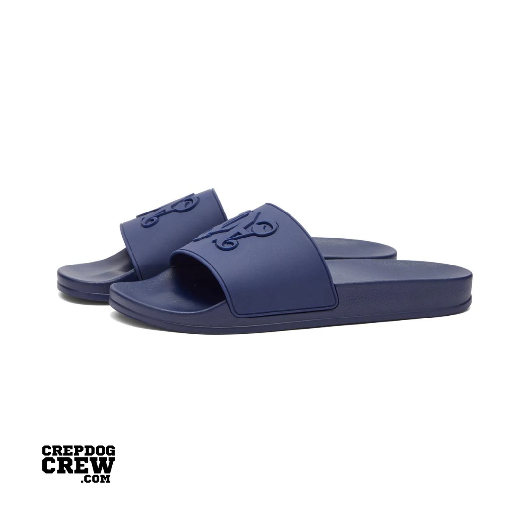 Palm Angels Monogram Pool Sliders Dark Blue