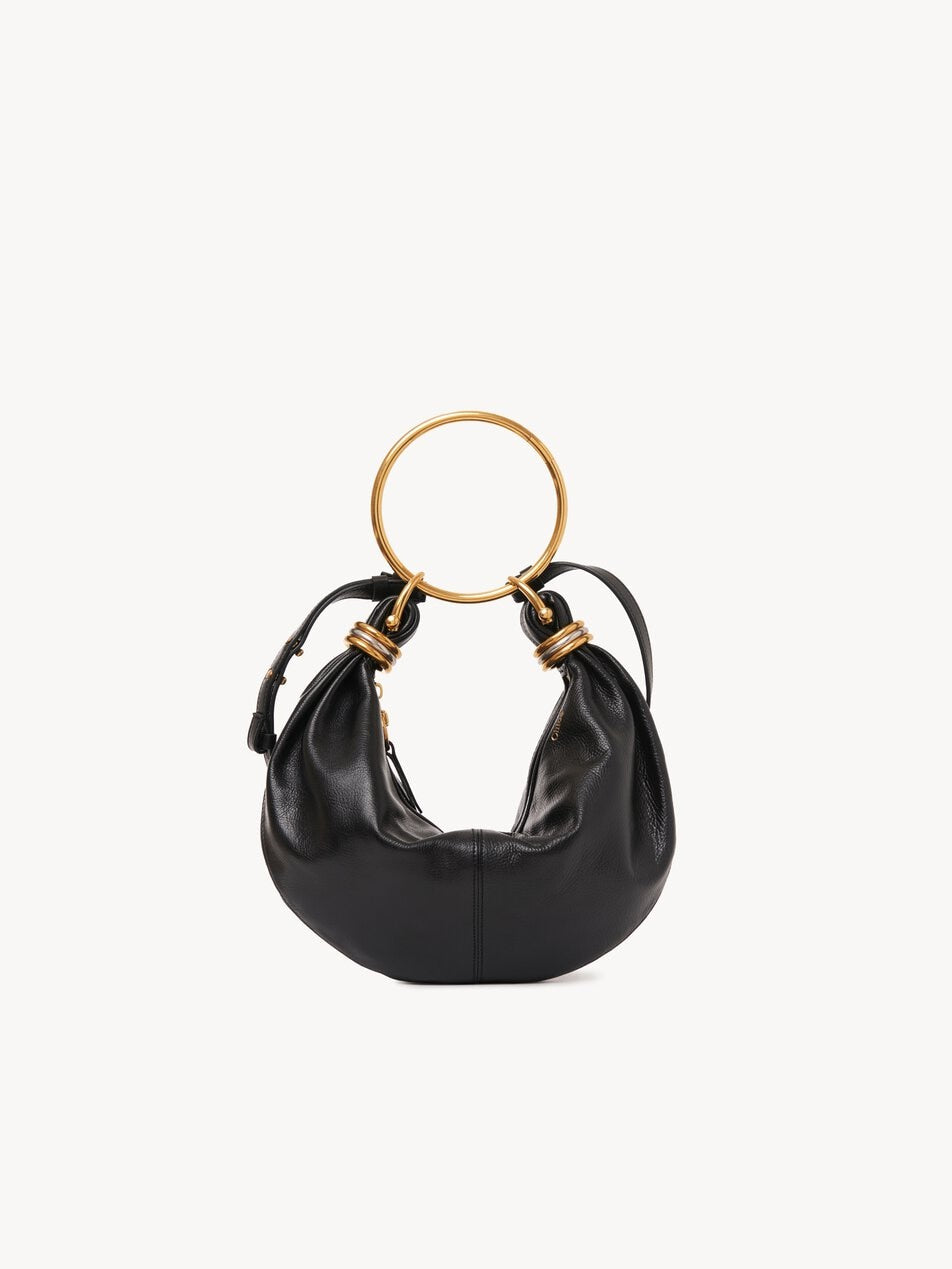 CHLOE Small Bracelet Hobo bag in grained leather Black