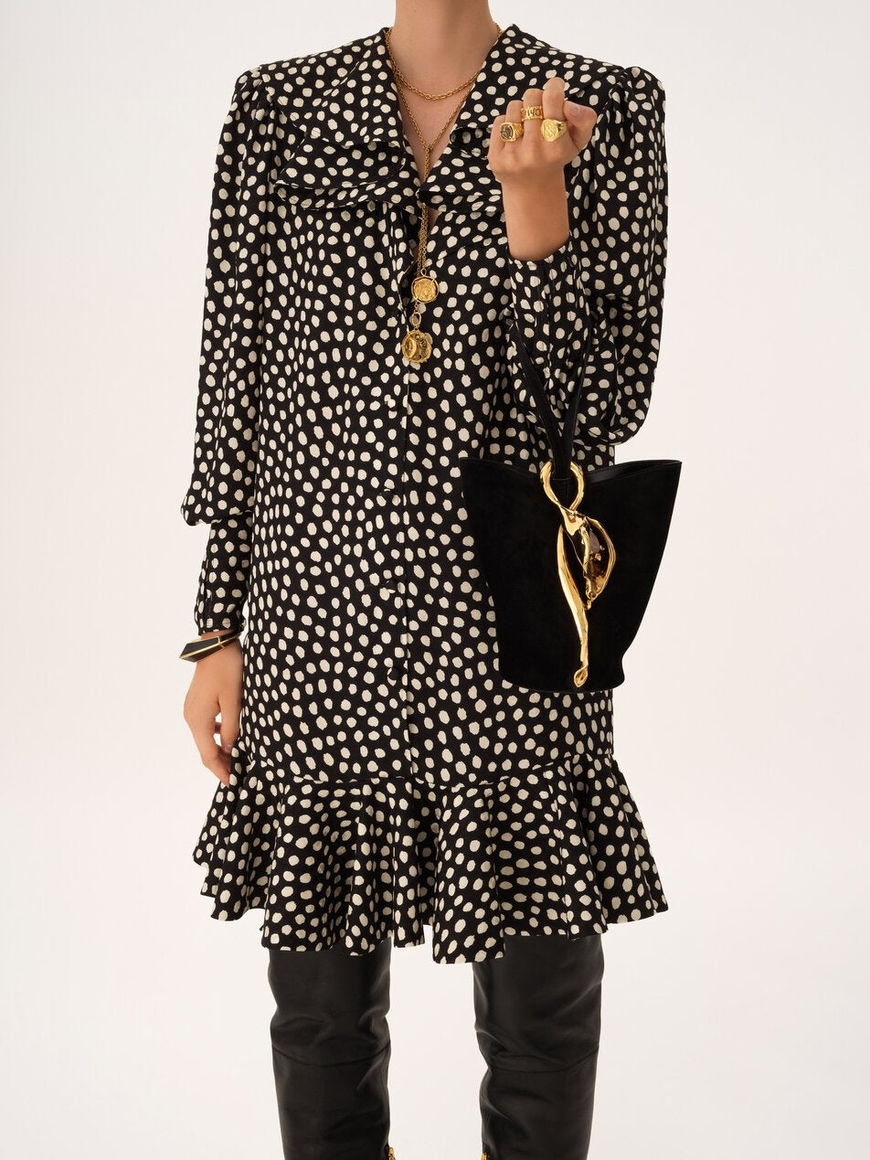 CHLOE Small Eden Treasures wristlet bucket bag in suede leather Black