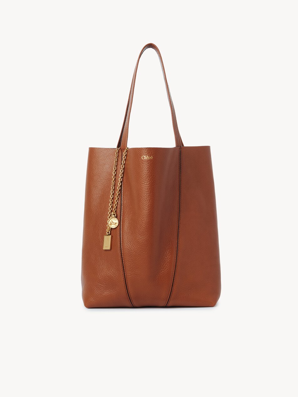 CHLOE Spin tote bag in grained leather Clay Brown