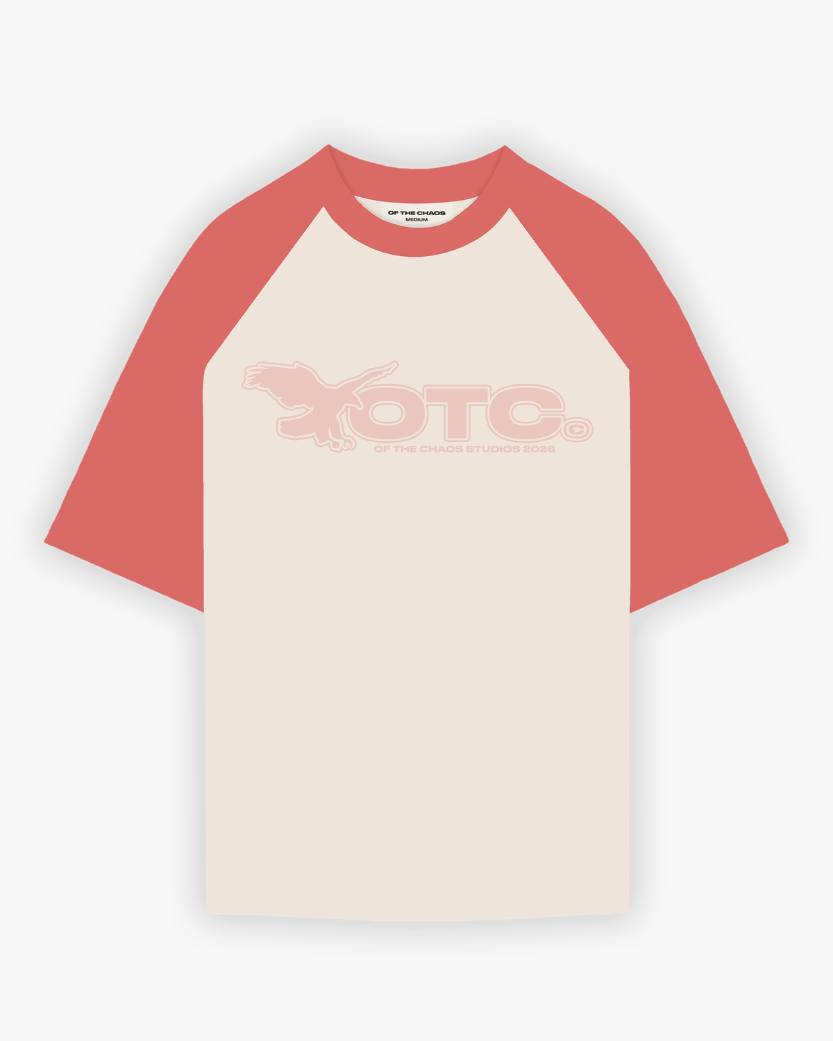 SKYLINE RAGLAN T-SHIRT - OFF-WHITE/CORAL