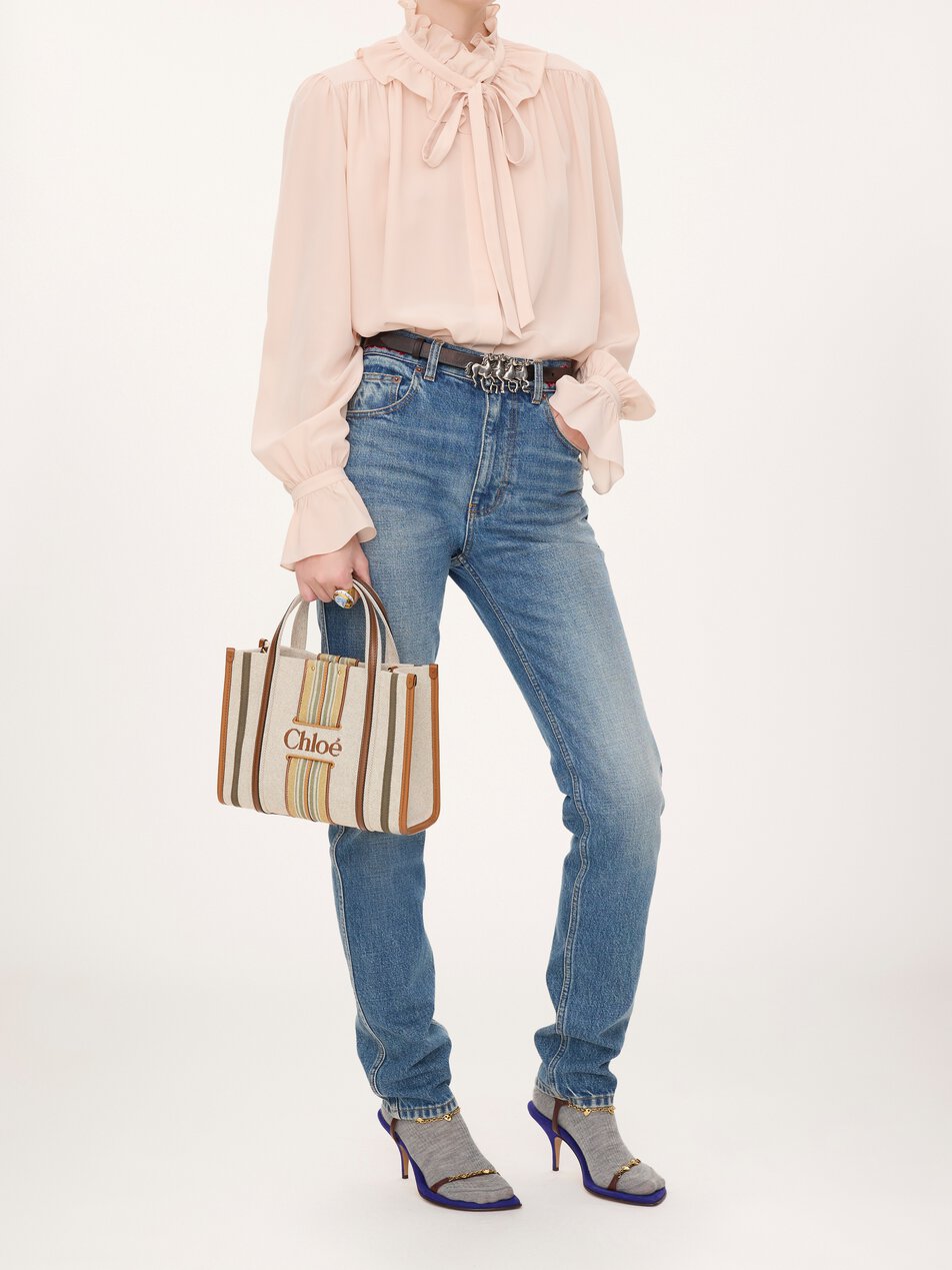 CHLOE Small Woody Loop tote bag in canvas Pure Brown