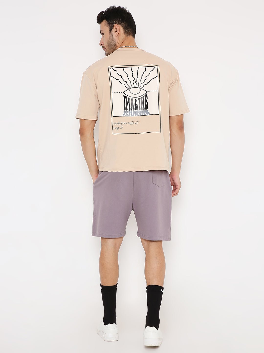 Oversized T-shirt - Beige Inverted Polaroid