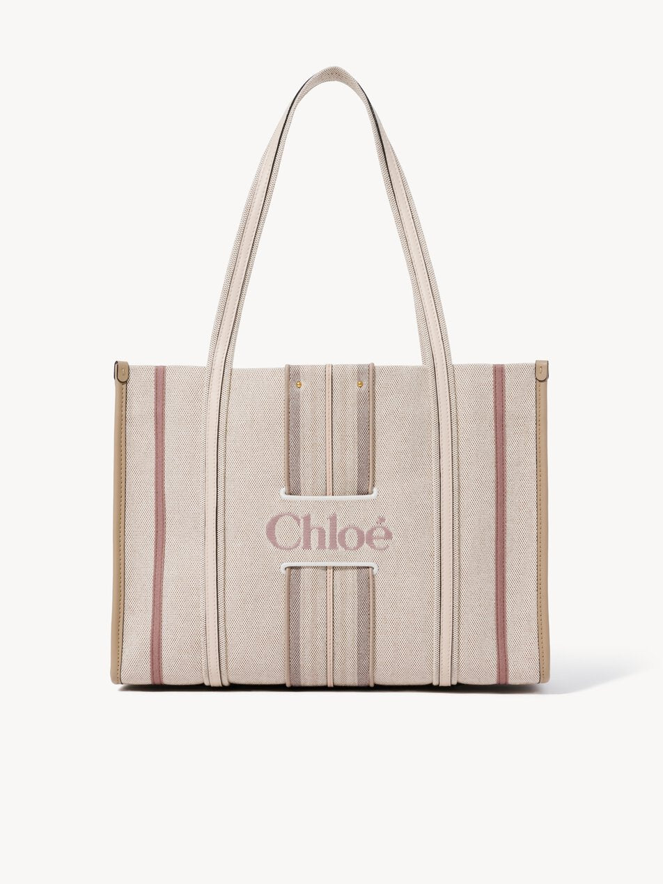 CHLOE Woody Loop tote bag in canvas Nude