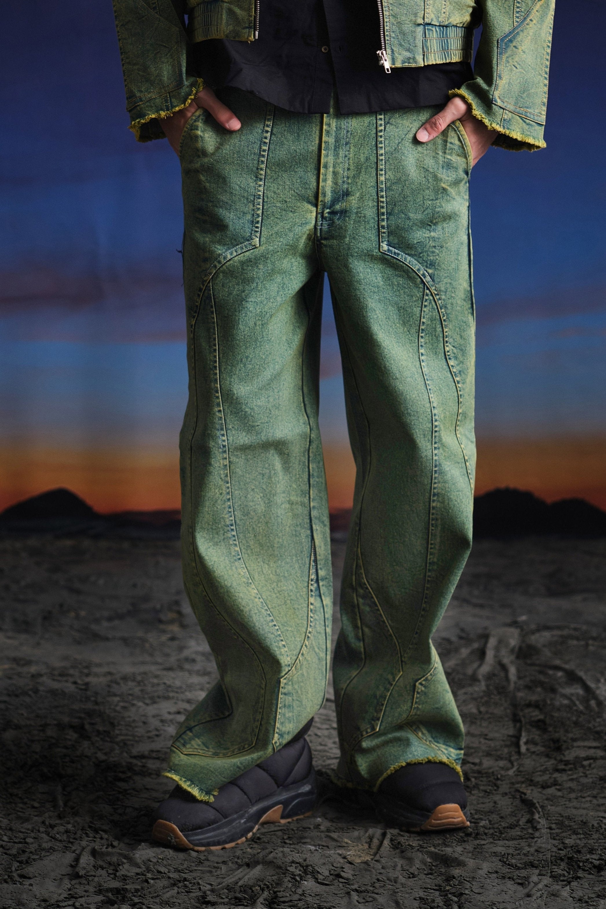 Vintage Green Straight Denim