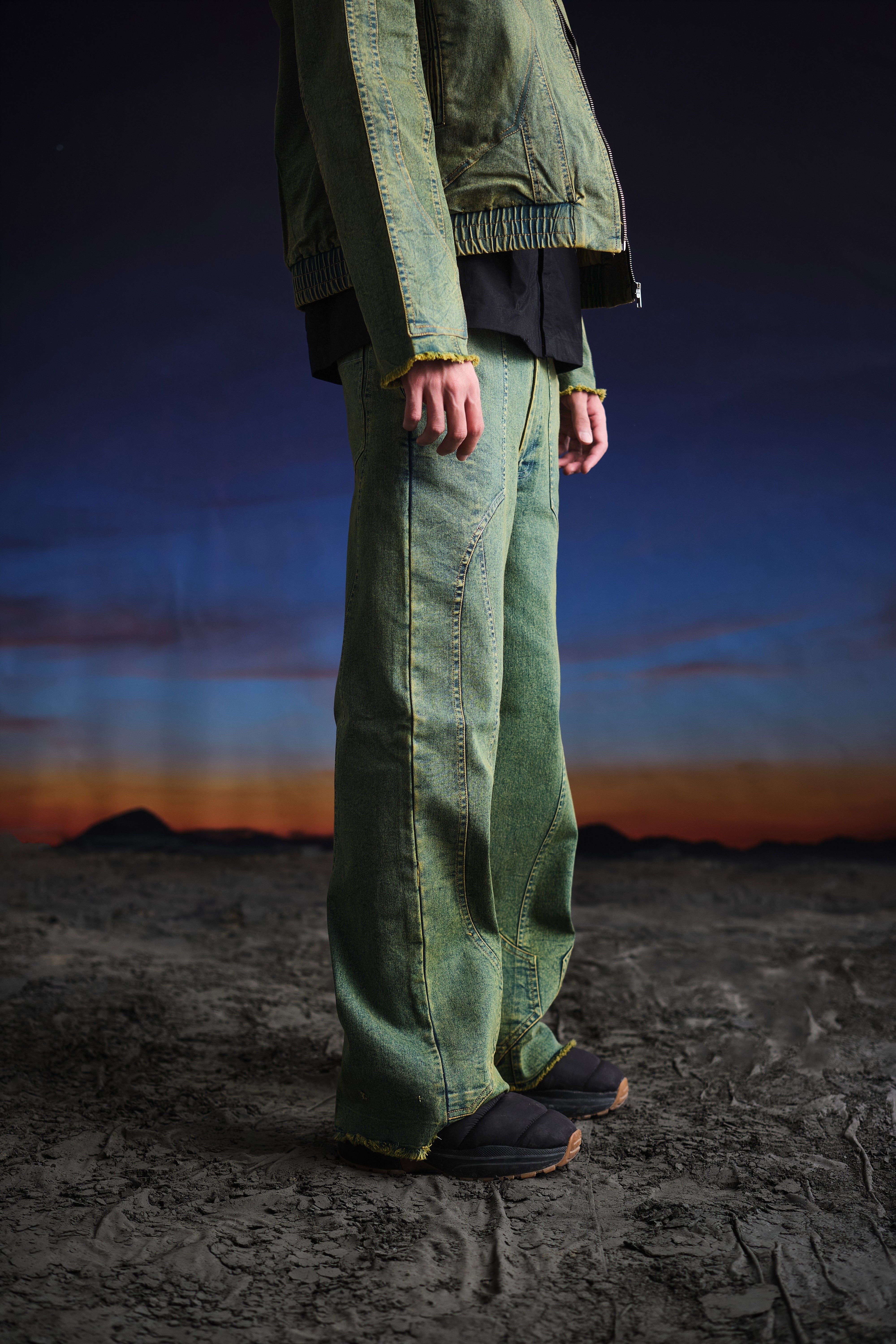 Vintage Green Straight Denim