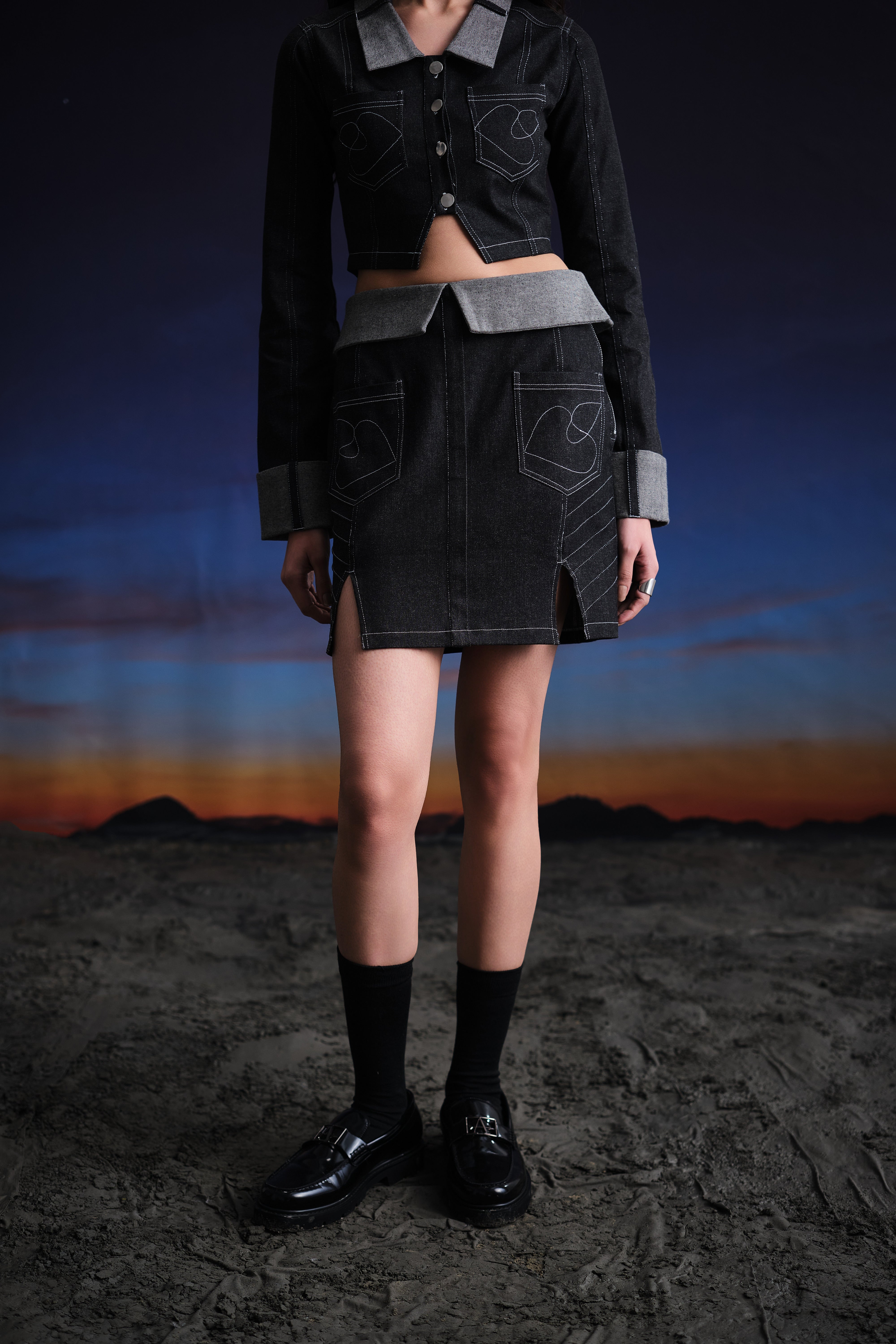 Deconstructed Denim Skirt