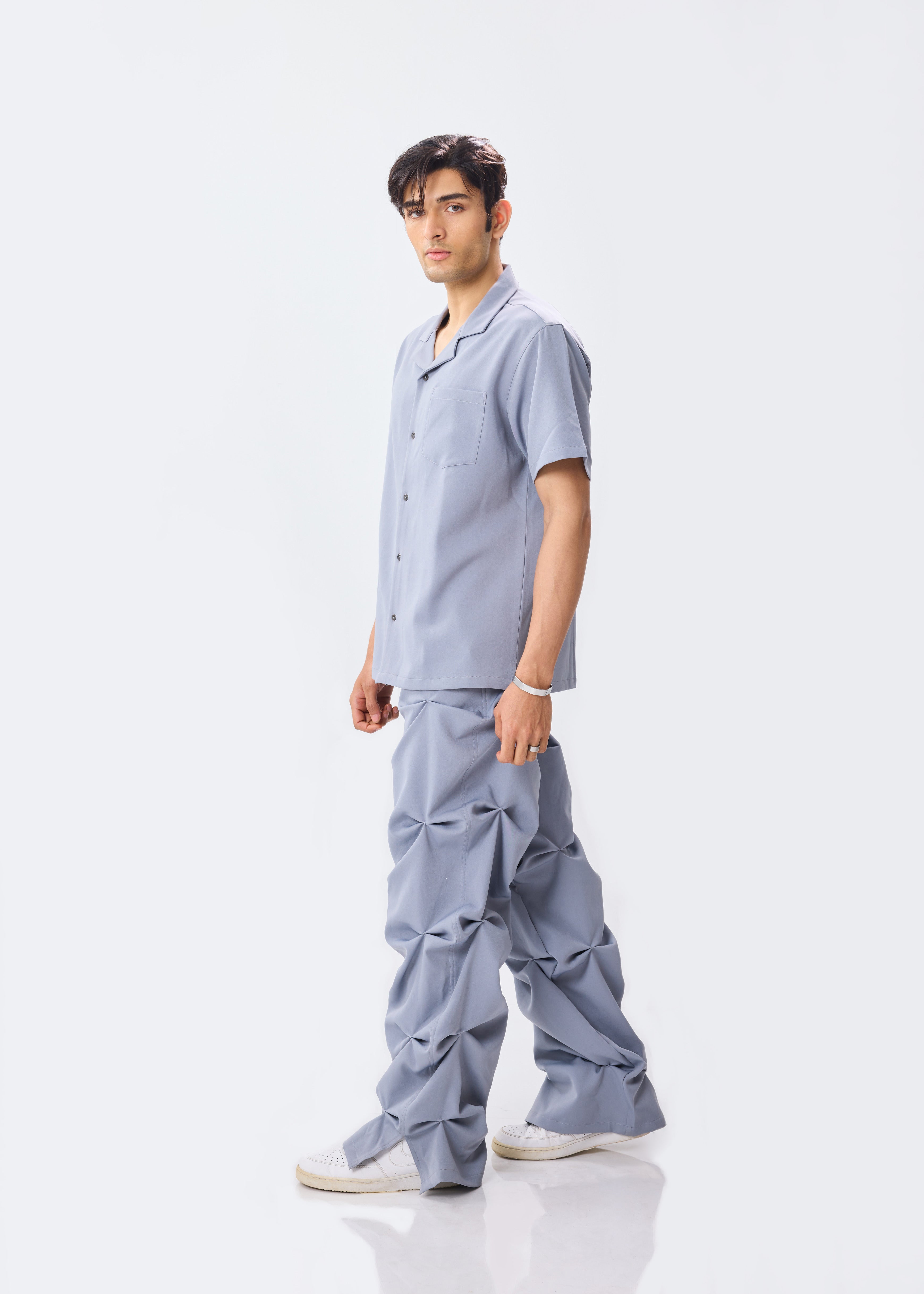 Ash Gray Draped Waterfall Pants