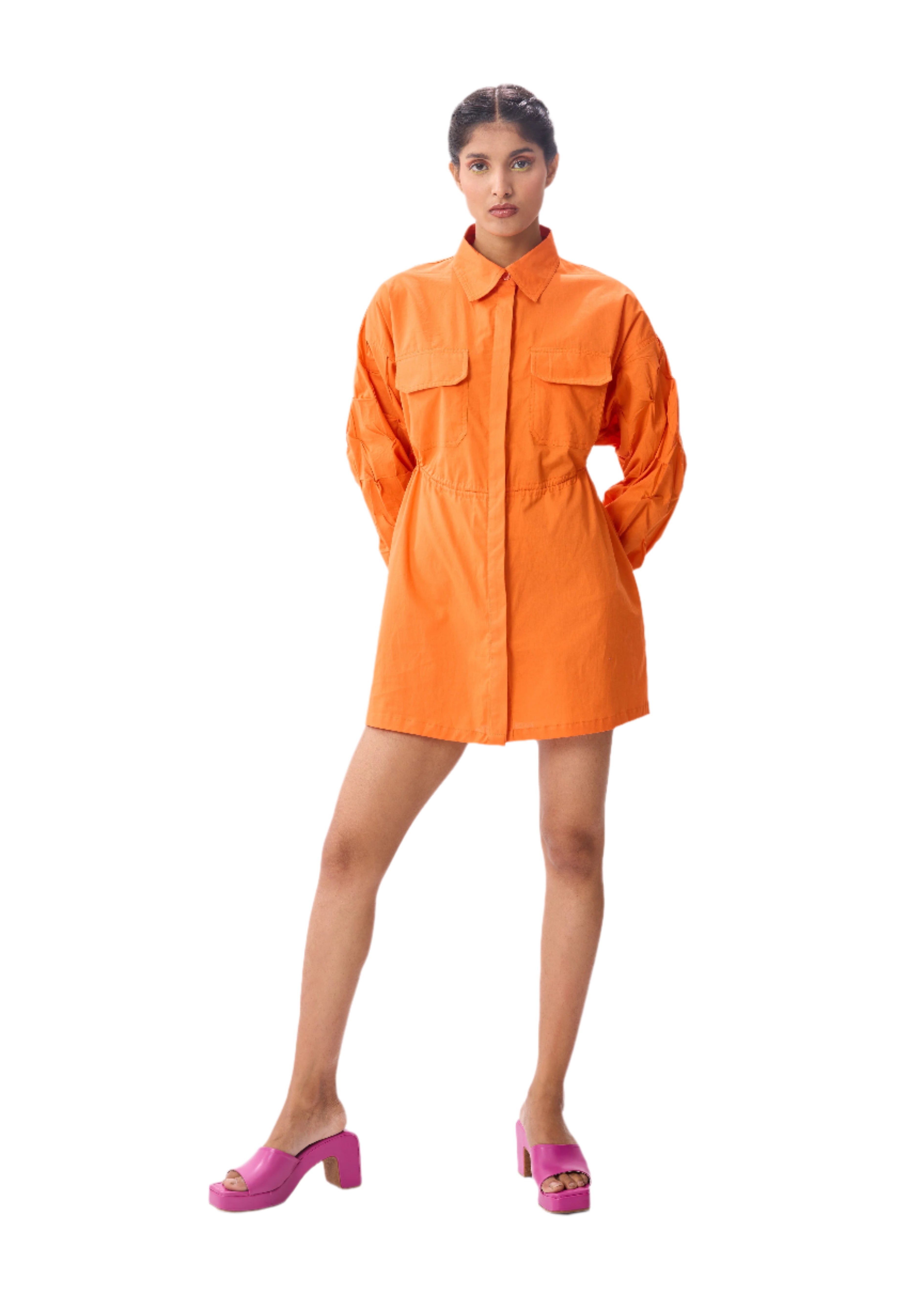 Orange Glory Shirt Dress