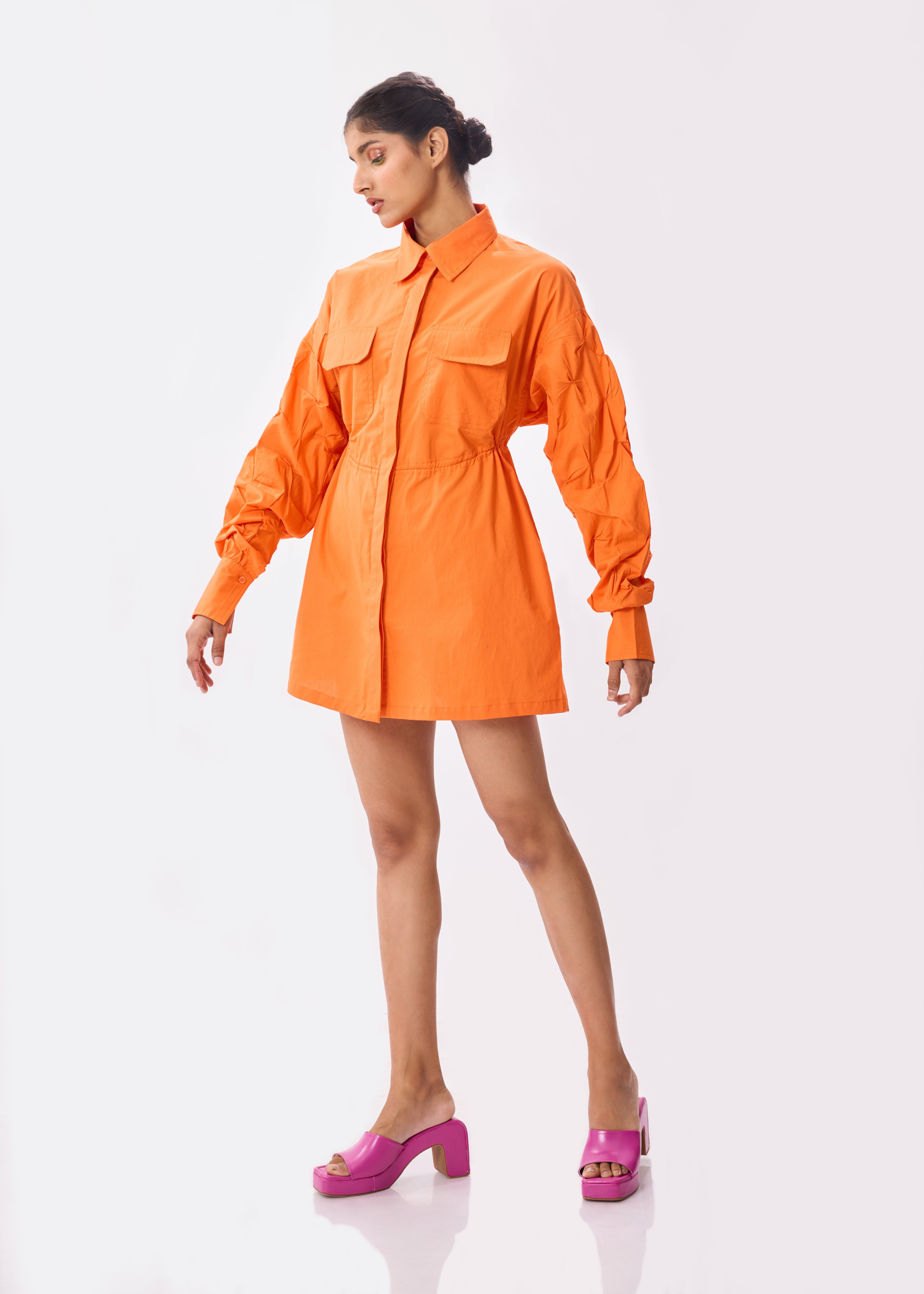 Orange Glory Shirt Dress