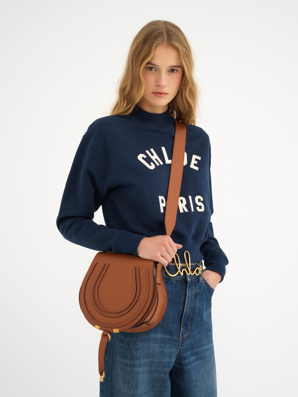 CHLOE Marcie saddle bag in grained leather Tan