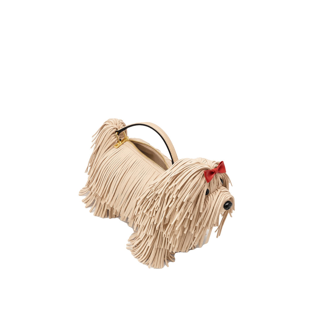 JW PEI Coco Shaggy Dog Shaped Handle Bag - Apricot