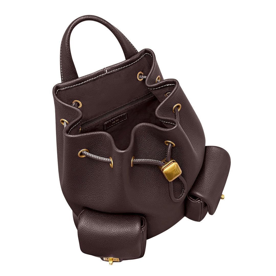 JW PEI Avery Pebbled Drawstring Utility Backpack – Dark Brown