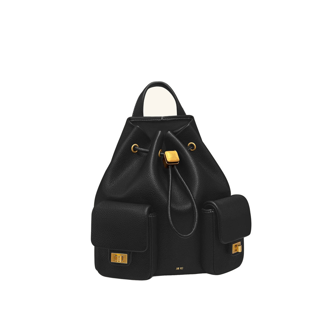 JW PEI Avery Pebbled Drawstring Utility Backpack – Black
