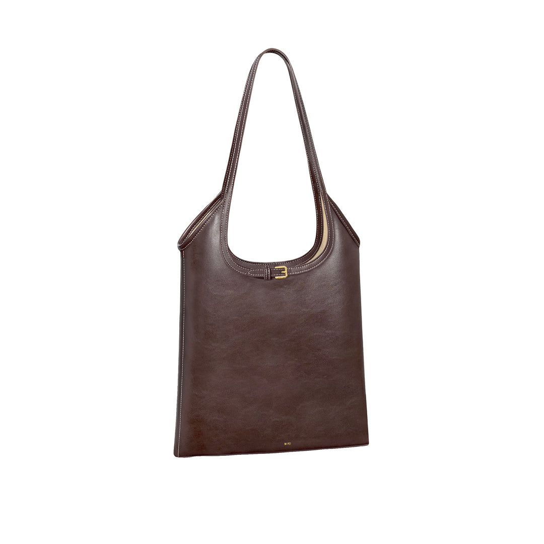 JW PEI Brooke Belted Embellished Shoulder Tote Bag - Dark Brown