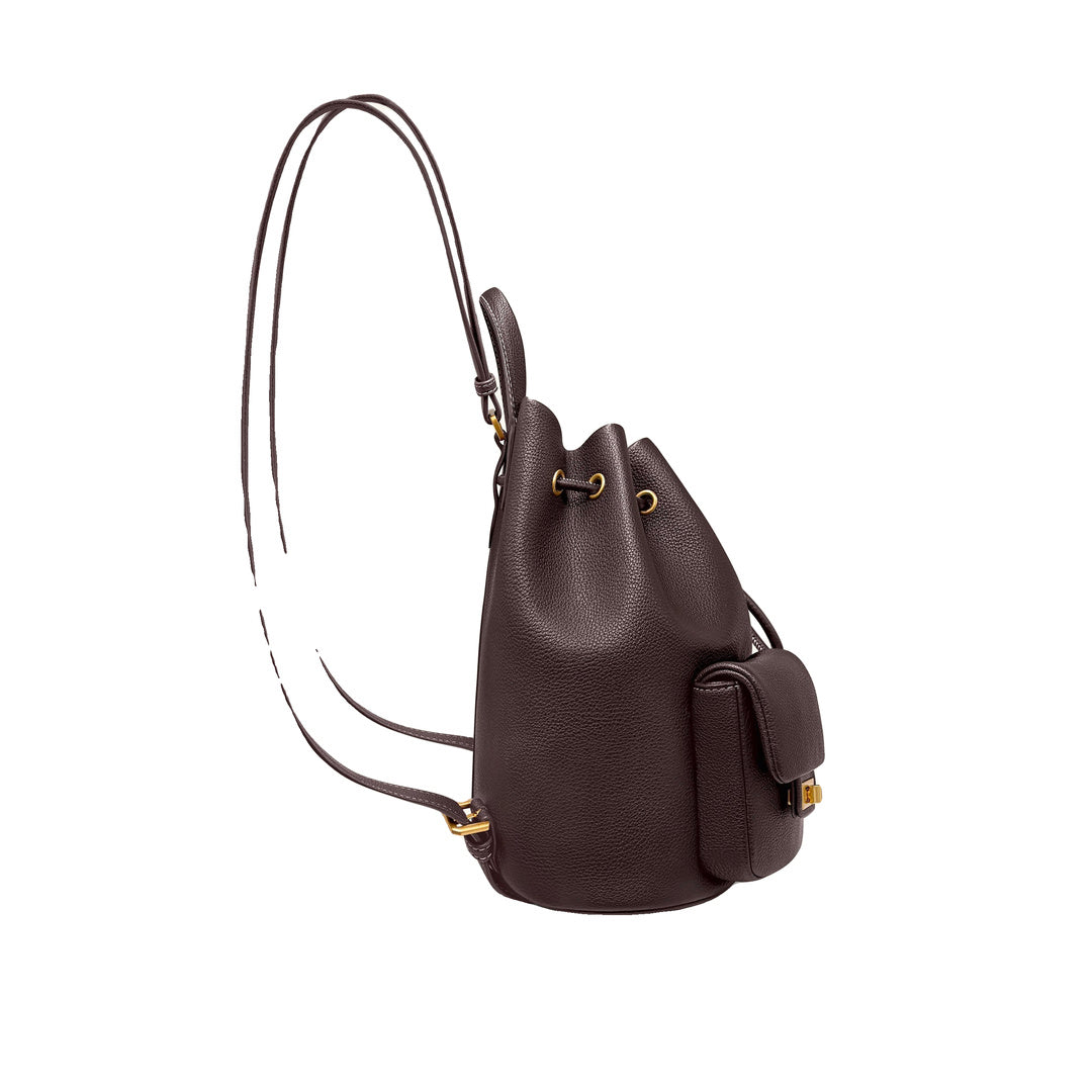 JW PEI Avery Pebbled Drawstring Utility Backpack – Dark Brown