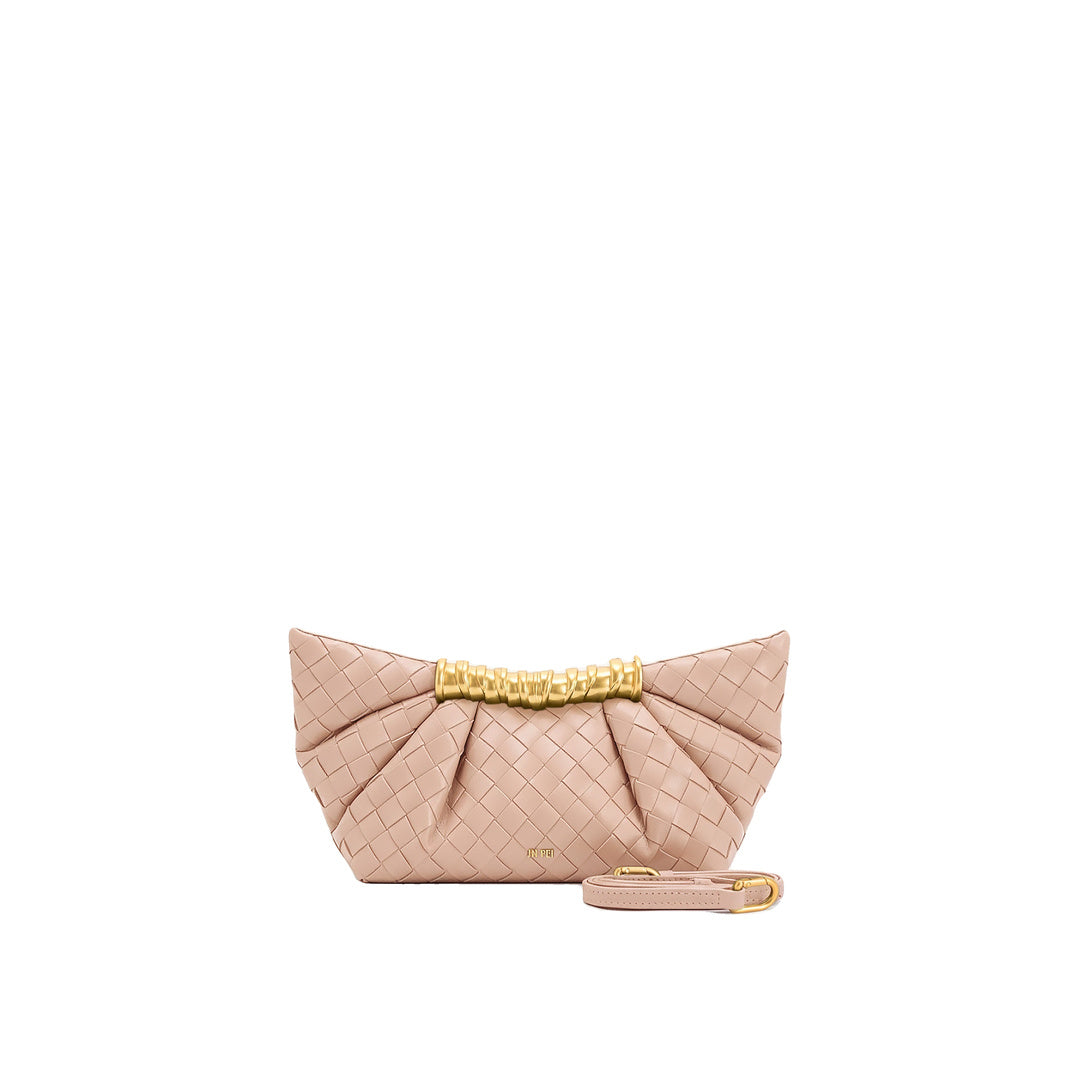 JW PEI Leia Weave Texture Pleated Clutch - Pink