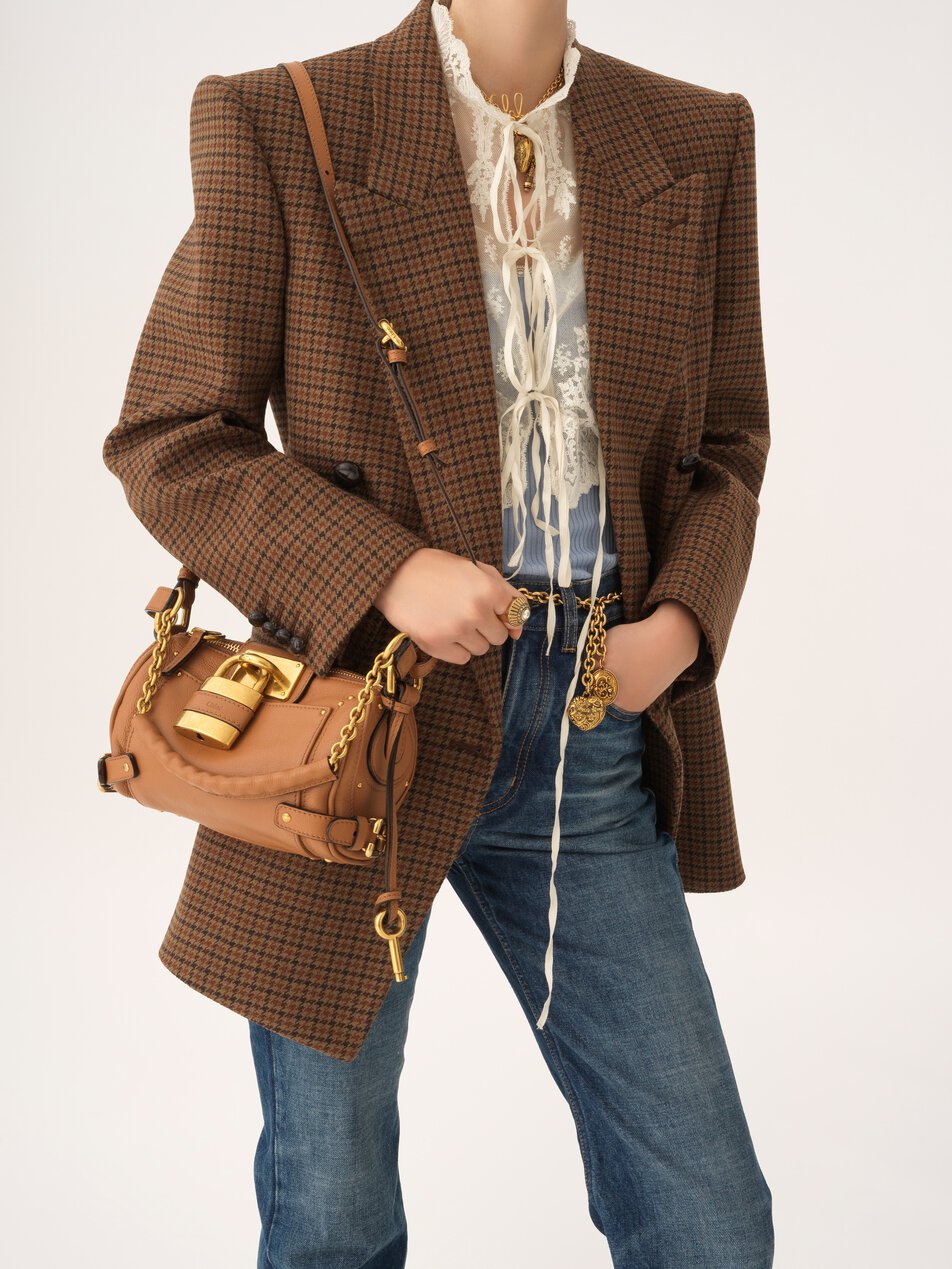 CHLOE Small Paddington chain bag in grained leather Mustang Brown