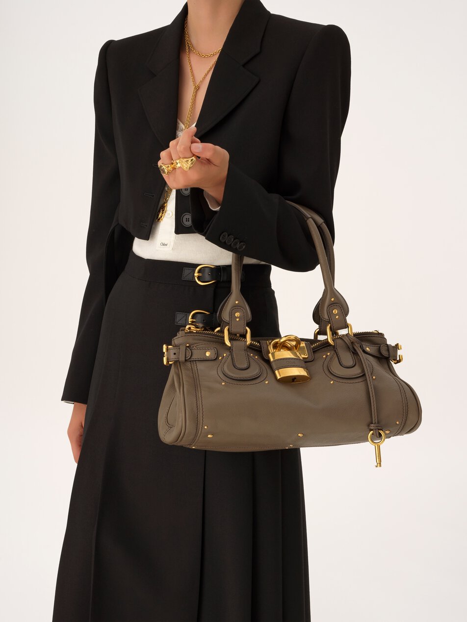 CHLOE Paddington bag in grained leather Flannel Grey