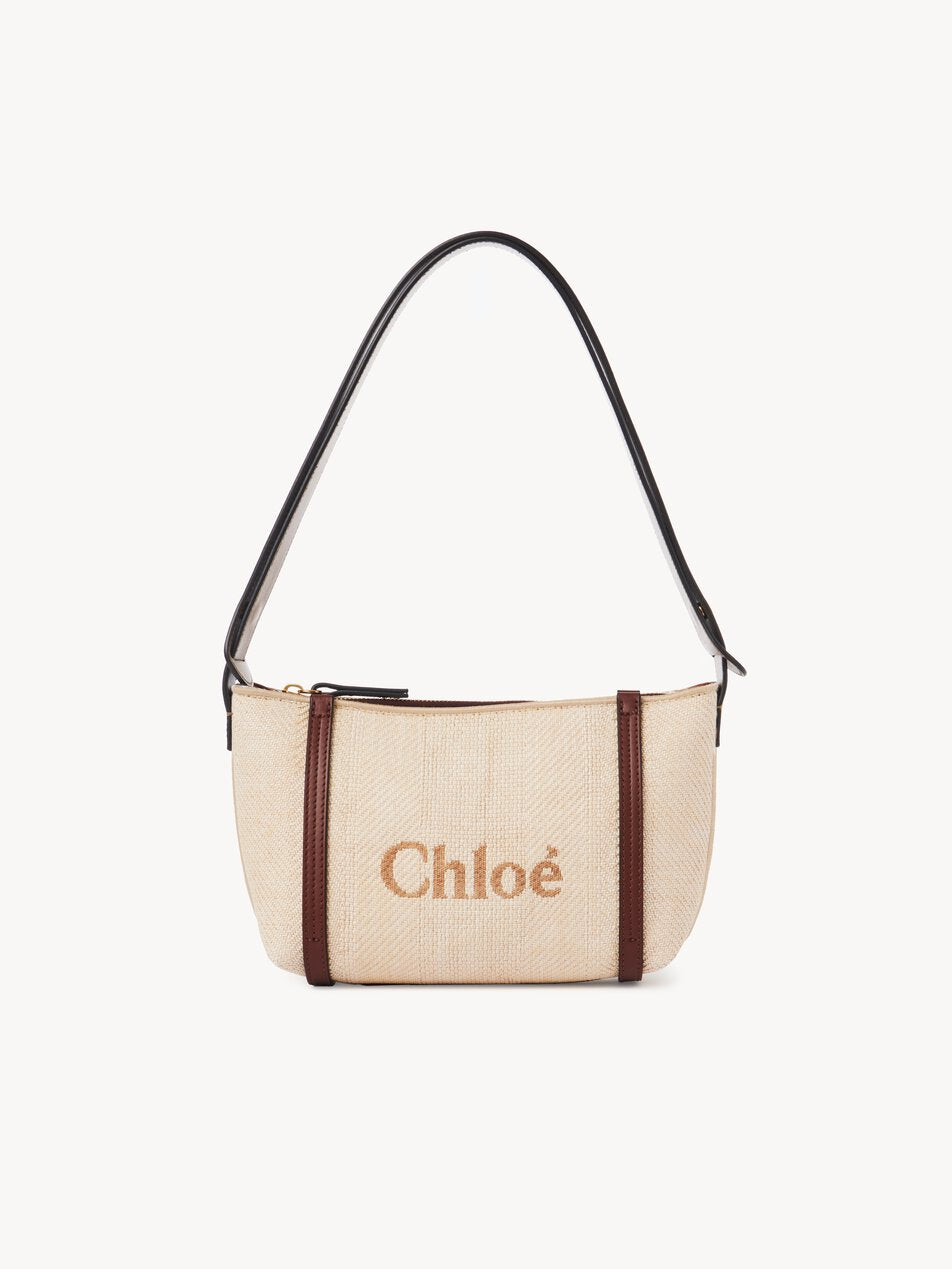 CHLOE Carry shoulder bag in raffia Hot Sand