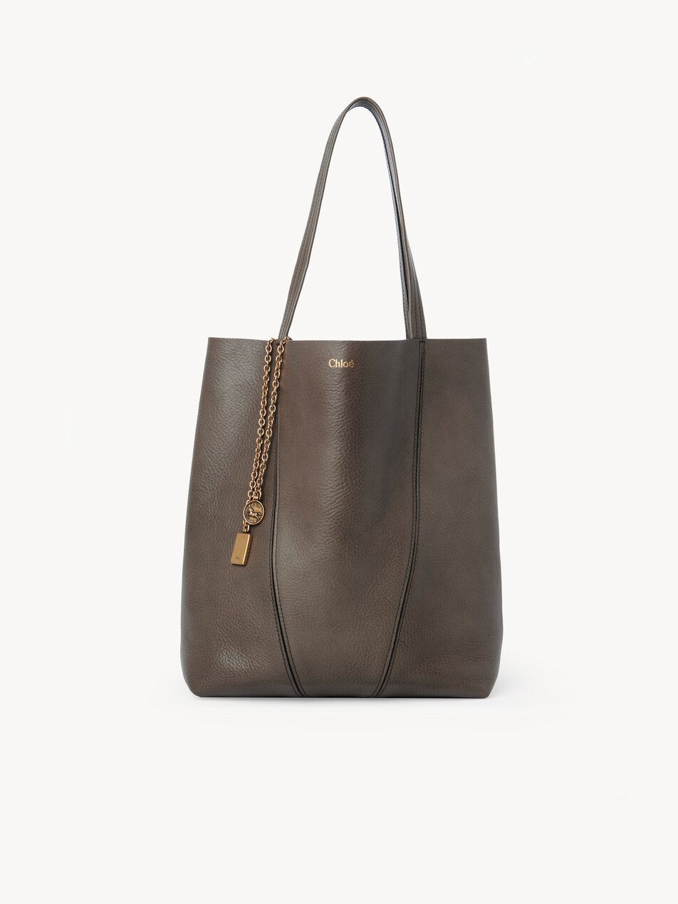 CHLOE Spin tote bag in grained leather Flannel Grey