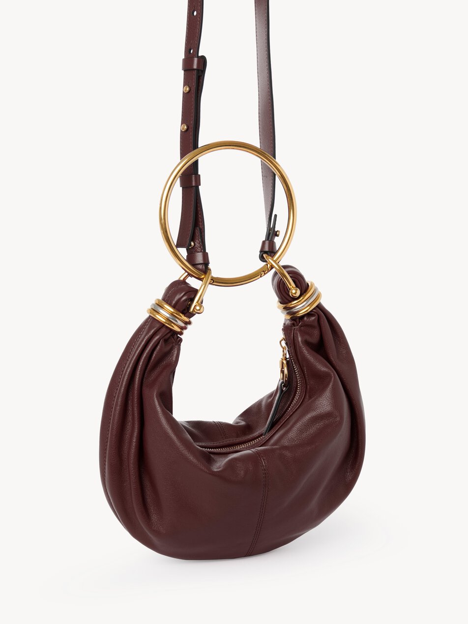 CHLOE Small Bracelet Hobo bag in grained leather Grenat