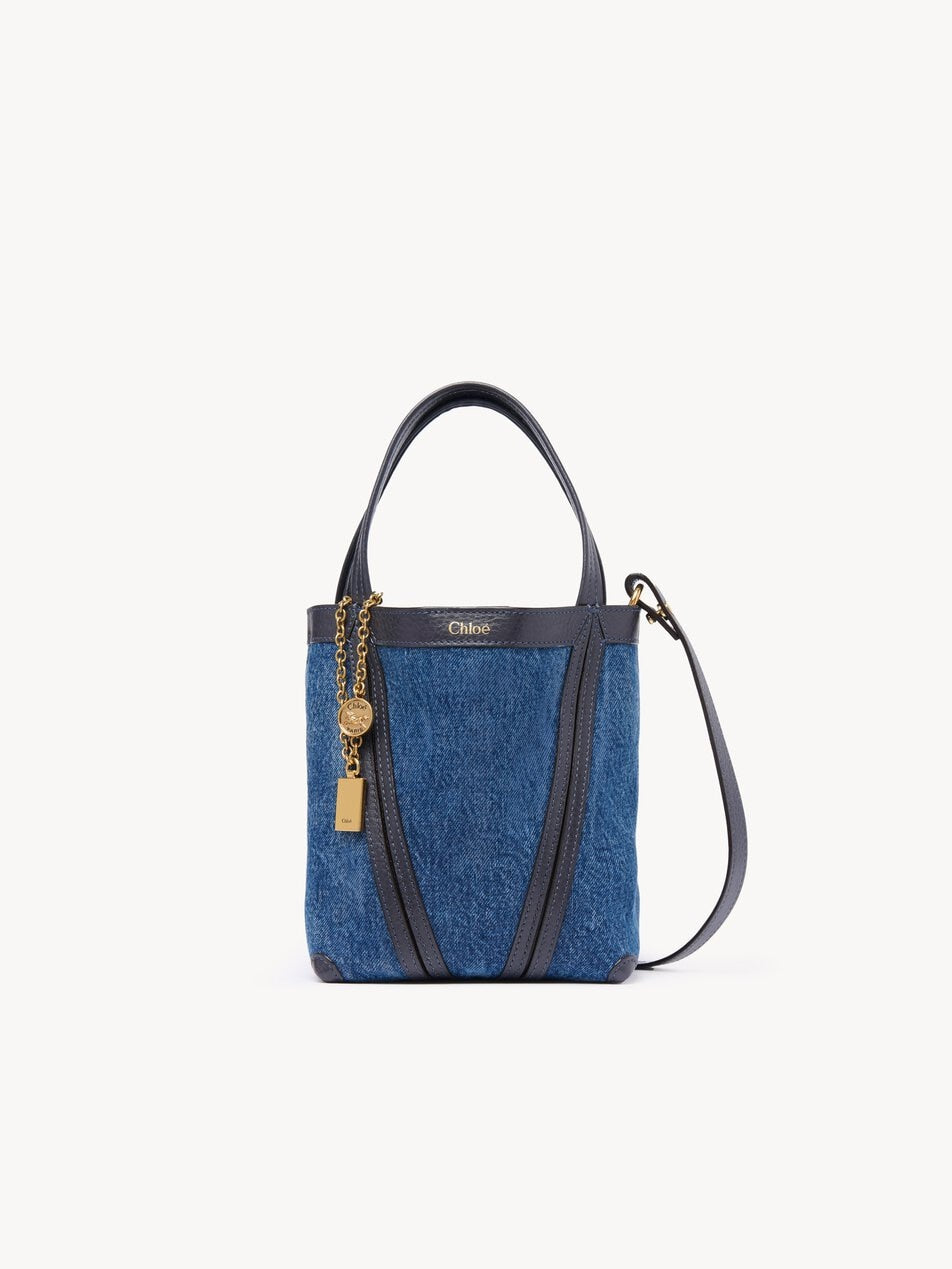 CHLOE Small Chloé Spin tote bag in denim Ashes Blue